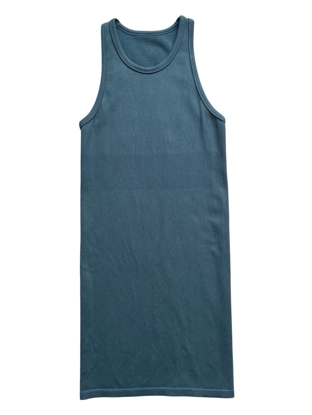 Alo Yoga Seamless Ribbed Tank Dress Teal Blue Green Mini Bodycon Medium ?